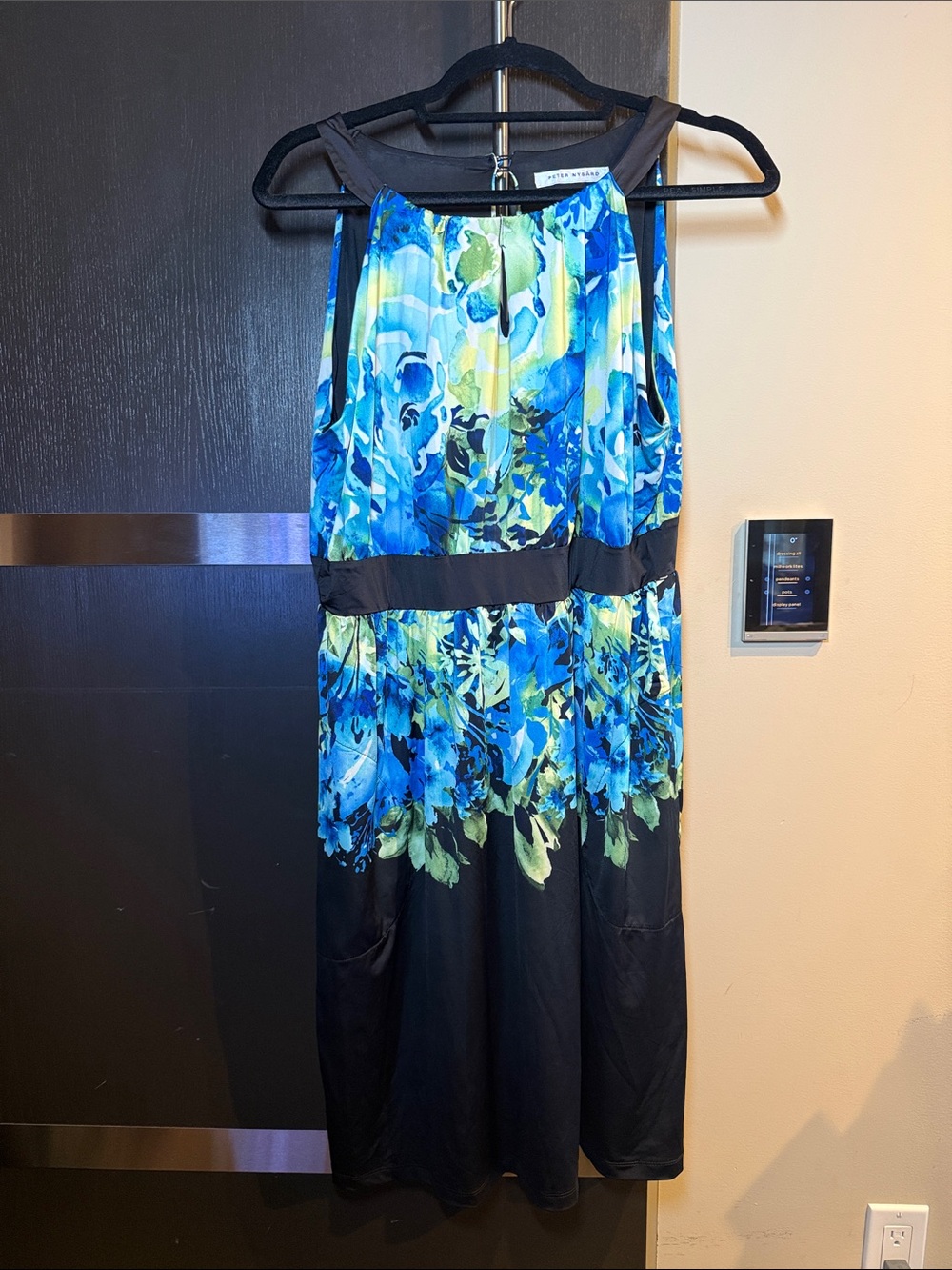 Peter Nygard Black Dress with Blue-Turquoise Accent- swim cover up